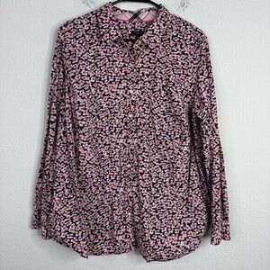 Talbots Shirt Womens Size 16W Pink Floral‎ Long Sleeve Button Romantic Coquette
